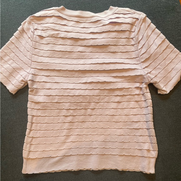 Zara Knit Lavender Purple Ruffle Short Sleeve Women’s Shirt Size Medium - Picture 7 of 8